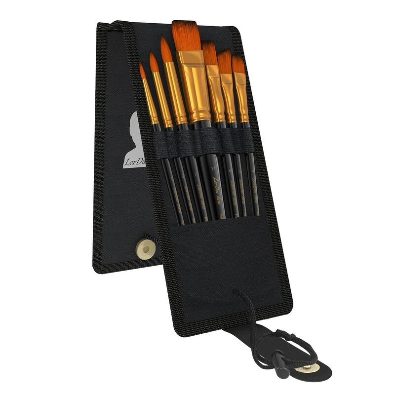 LorDac Arts Paint Brush Set, 7 Artist Brushes for Painting with Acrylic, Oil and Watercolor. Professional Art Quality on